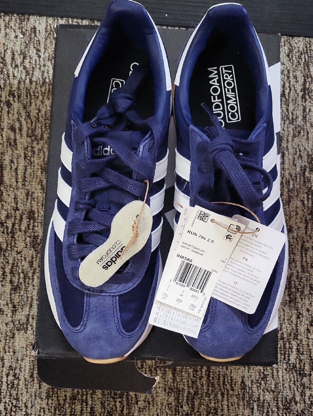 adidas Navy Blue and White RUN 70s 2.0 Sneakers